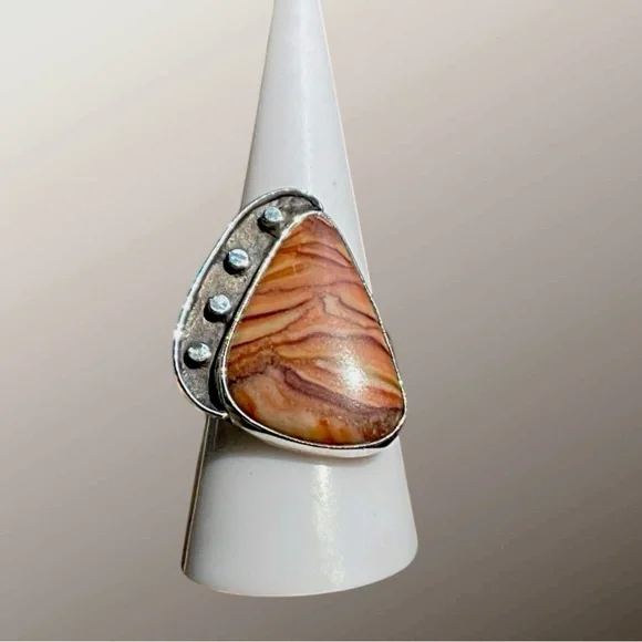 🌺Artisan Sterling & Agate Ring - Picture 11 of 12